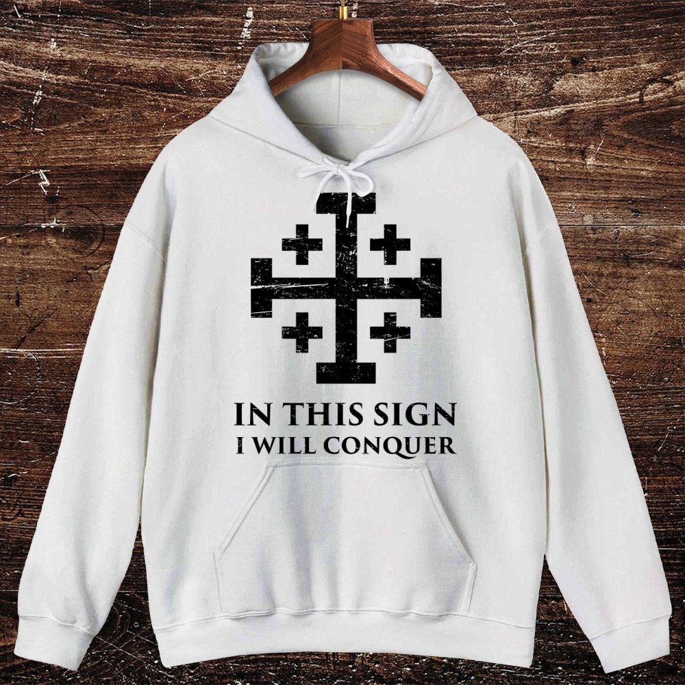 In Hoc Signo Vinces Knights Templar Crusader Cross Oversized Cotton Hoodies