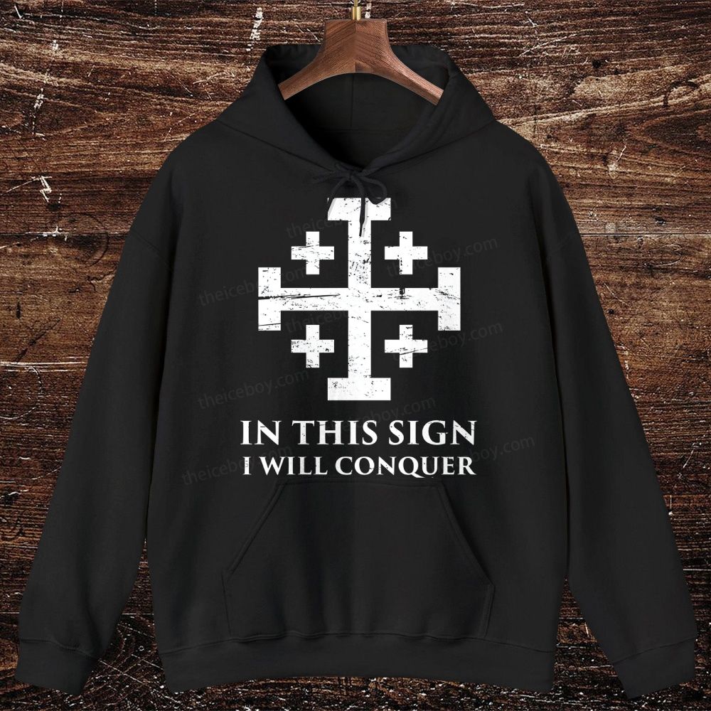 In Hoc Signo Vinces Knights Templar Crusader Cross Oversized Cotton Hoodies