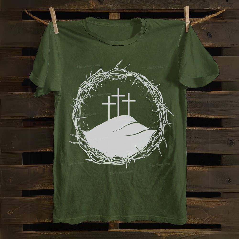 Jesus Christ Cross Crown Thorn Cotton T-shirt