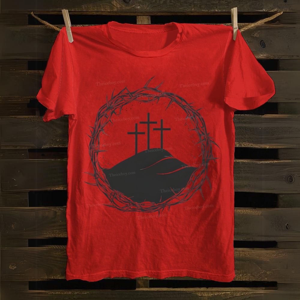 Jesus Christ Cross Crown Thorn Cotton T-shirt