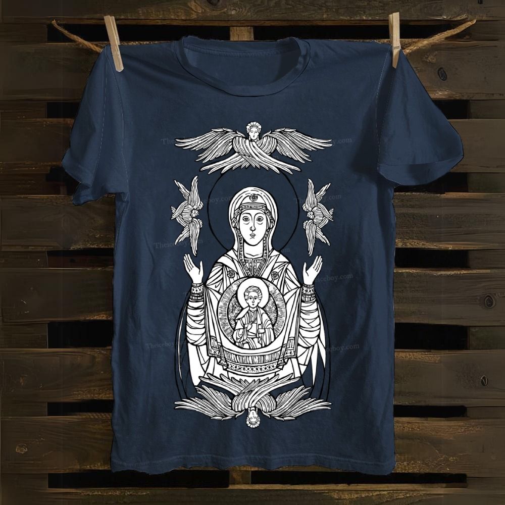 Fiore Celeste Cotton T-shirt