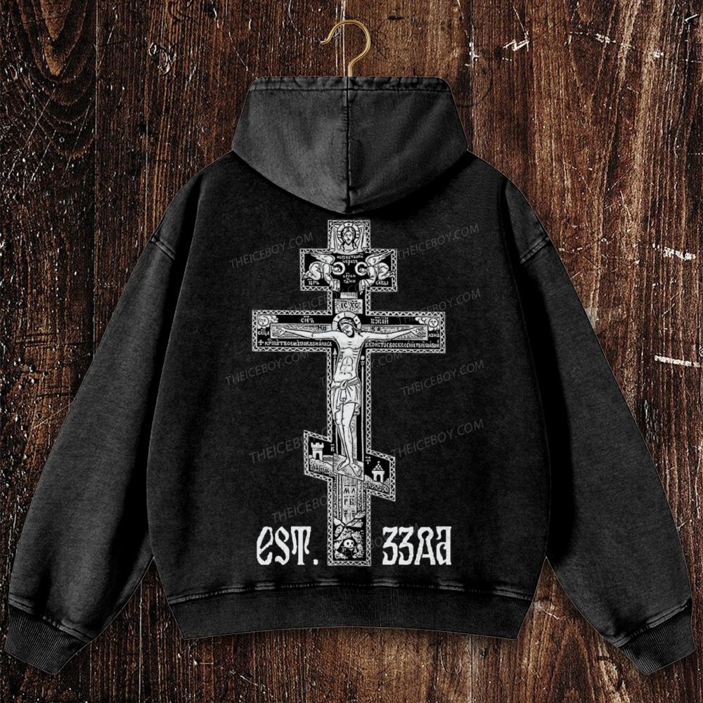 Orthodoxy est. 33 AD Christian Washed Hoodie