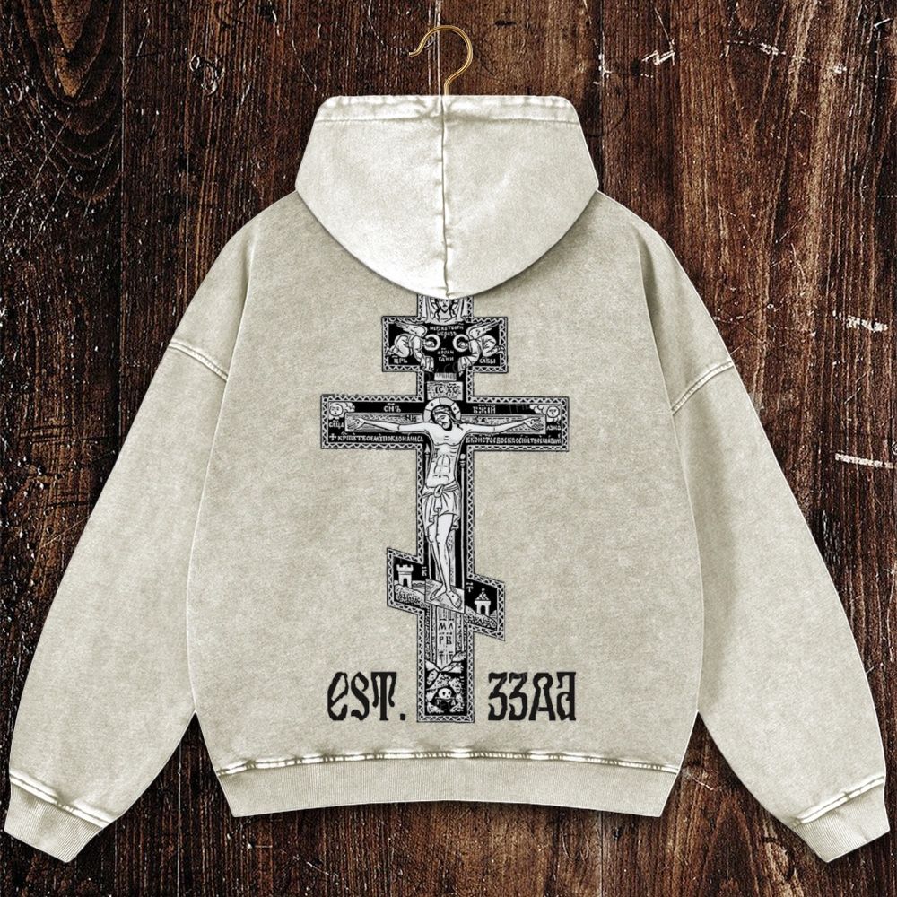 Orthodoxy est. 33 AD Christian Washed Hoodie