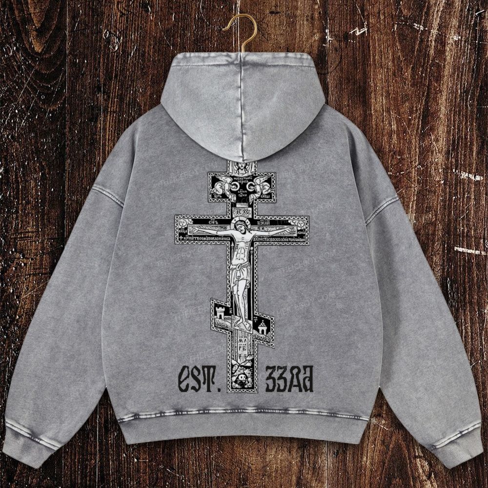 Orthodoxy est. 33 AD Christian Washed Hoodie