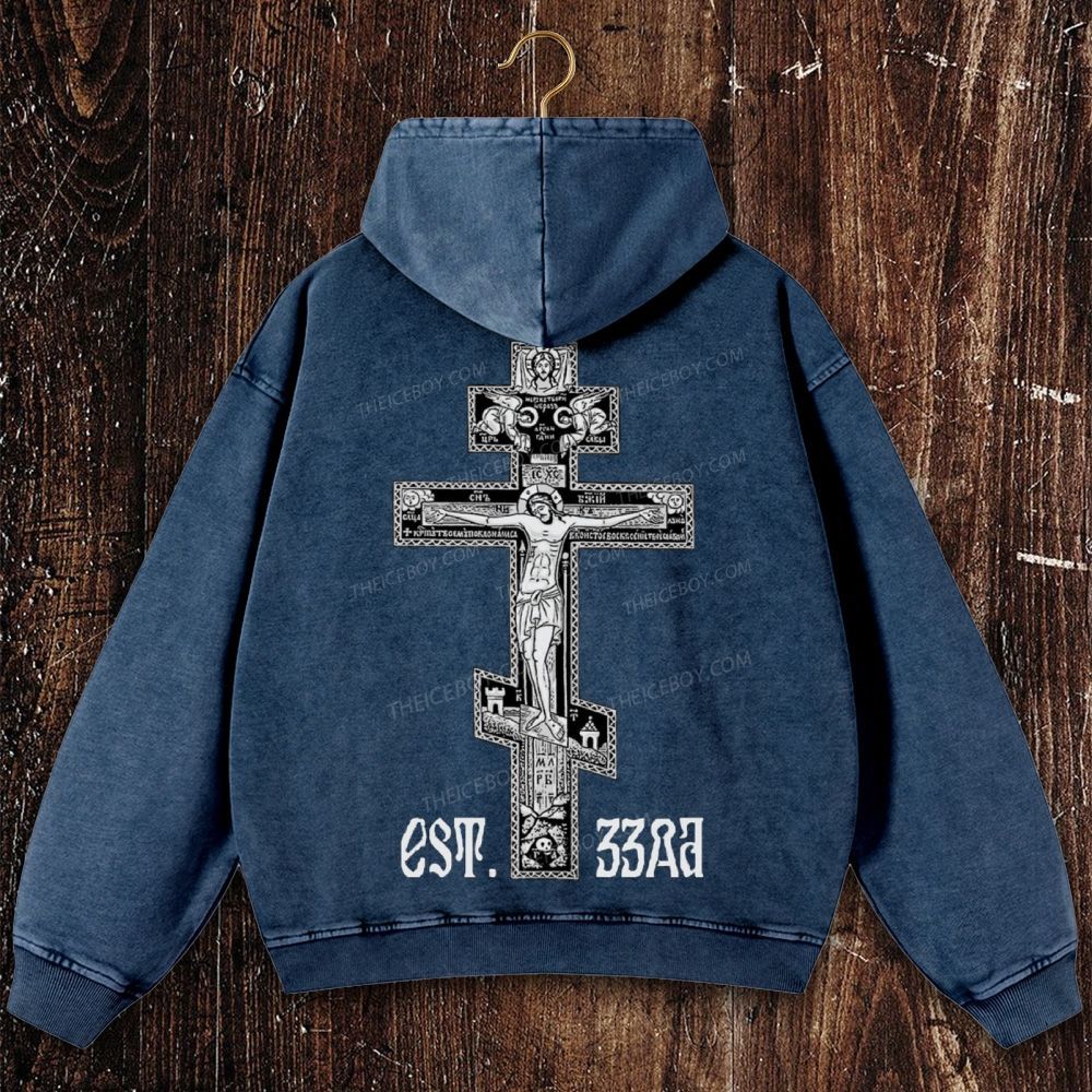 Orthodoxy est. 33 AD Christian Washed Hoodie