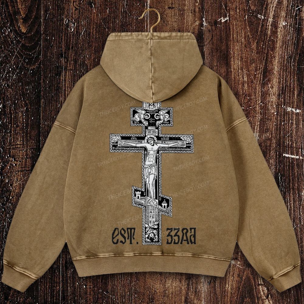 Orthodoxy est. 33 AD Christian Washed Hoodie
