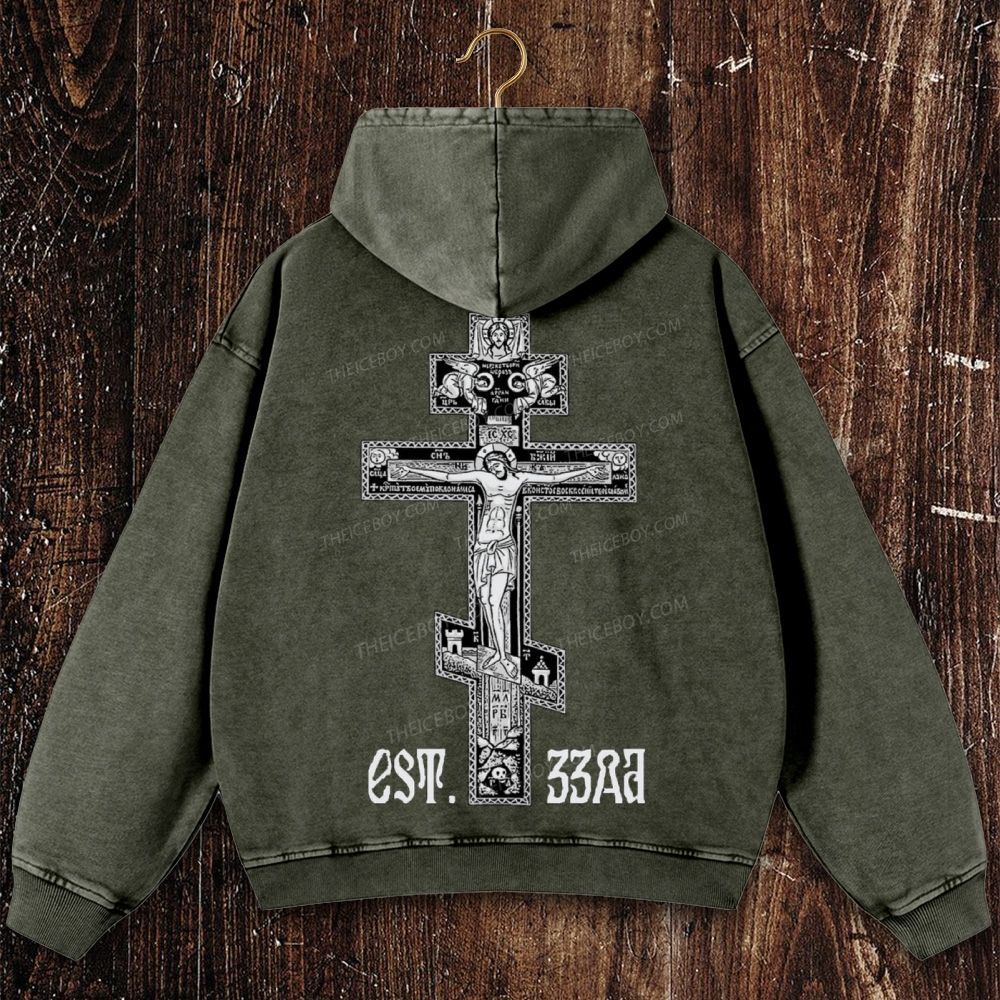Orthodoxy est. 33 AD Christian Washed Hoodie