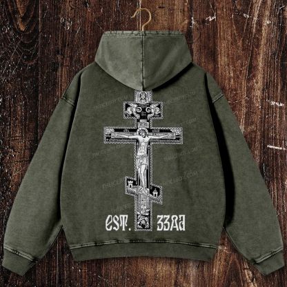 Orthodoxy est. 33 AD Christian Washed Hoodie