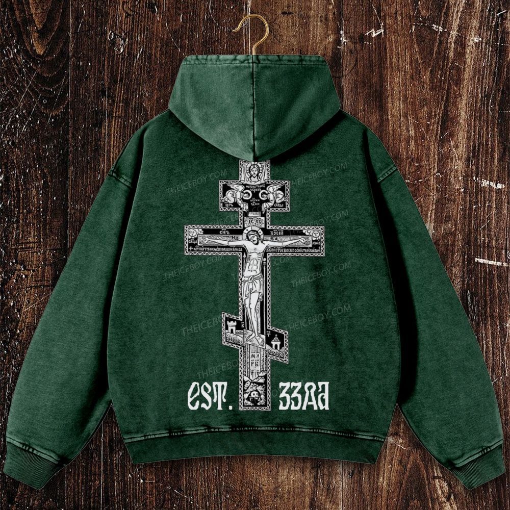Orthodoxy est. 33 AD Christian Washed Hoodie