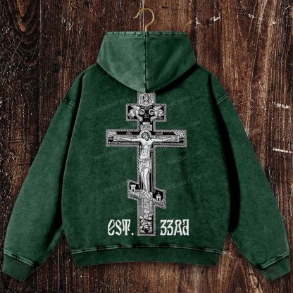 Orthodoxy est. 33 AD Christian Washed Hoodie