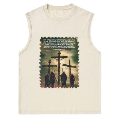 Roman soldiers' backs, the crucifixion of Jesus Christian Snowflake Washed Vest
