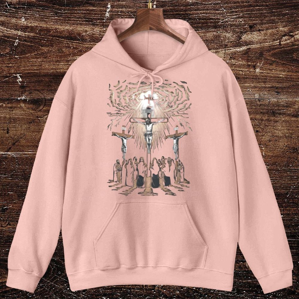 Jesus Crucifixion Scene Vintage Style Graphic Oversized Cotton Hoodies