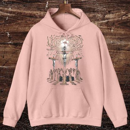 Jesus Crucifixion Scene Vintage Style Graphic Oversized Cotton Hoodies