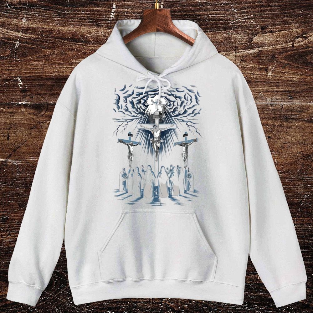 Jesus Crucifixion Scene Vintage Style Graphic Oversized Cotton Hoodies
