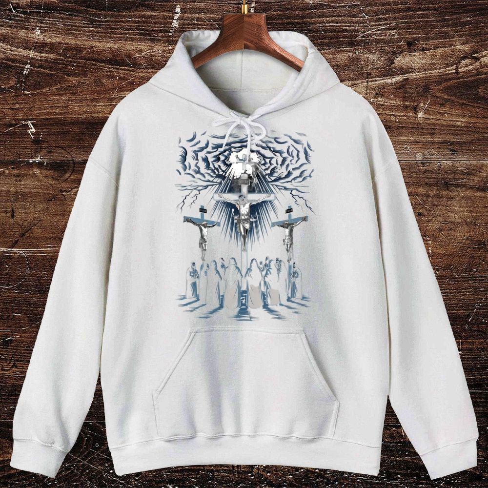 Jesus Crucifixion Scene Vintage Style Graphic Oversized Cotton Hoodies