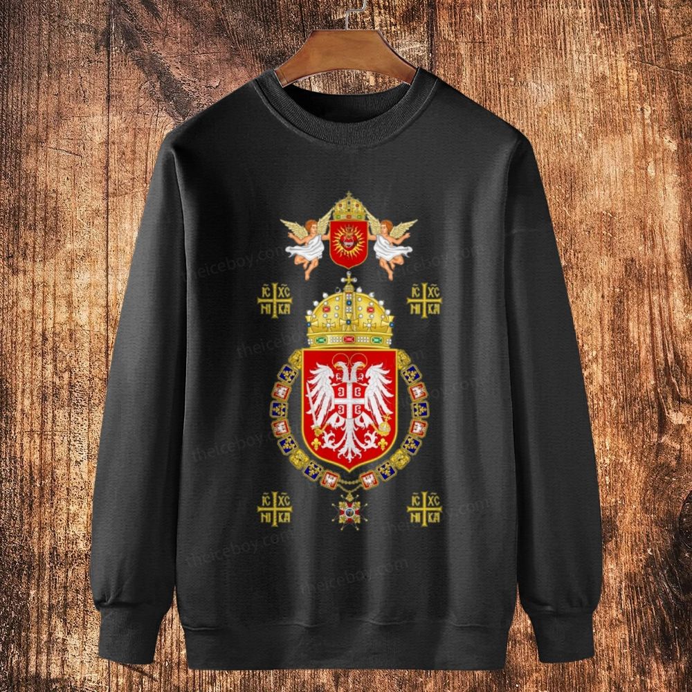 IC XC NIKA Coat Of Arms Of Serbia Cotton Crewneck Sweatshirt