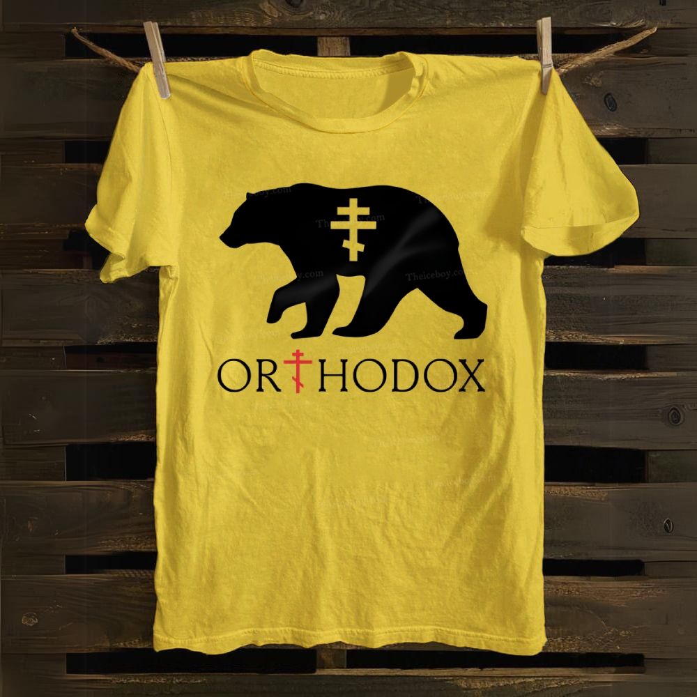 Byzantine Bear Orthodox Cross Cotton T-shirt