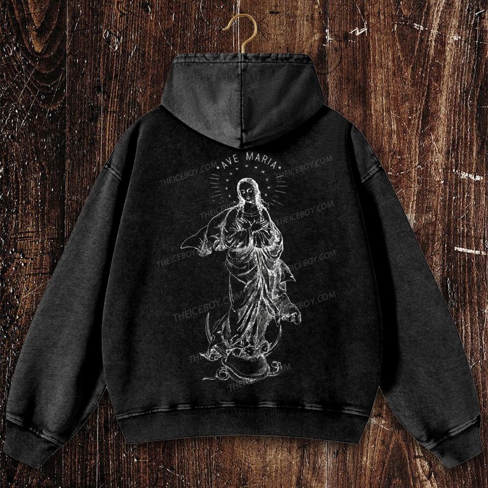 Immaculate Conception Christian Washed Hoodie