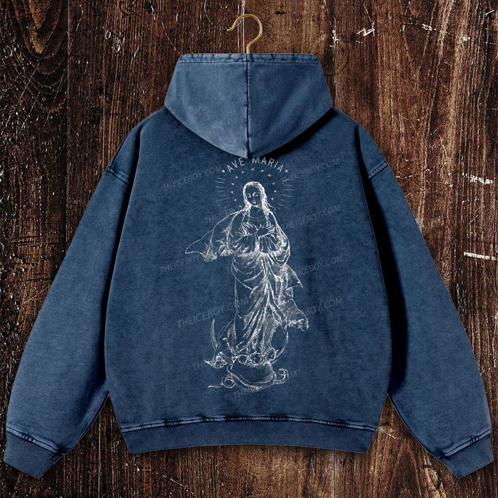 Immaculate Conception Christian Washed Hoodie