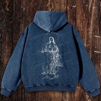 Immaculate Conception Christian Washed Hoodie