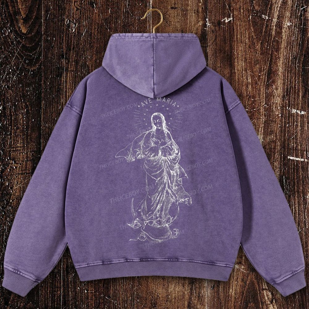 Immaculate Conception Christian Washed Hoodie