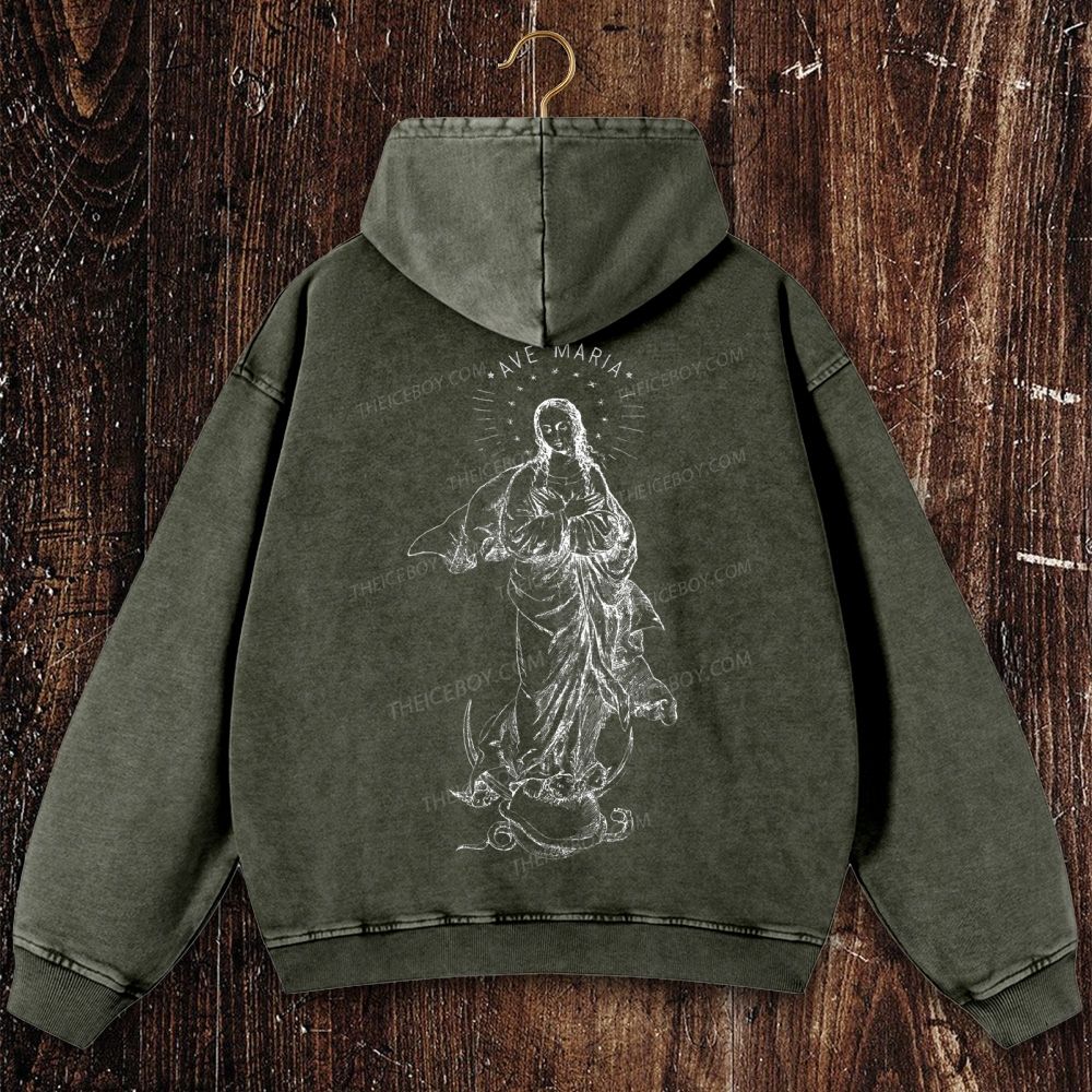 Immaculate Conception Christian Washed Hoodie