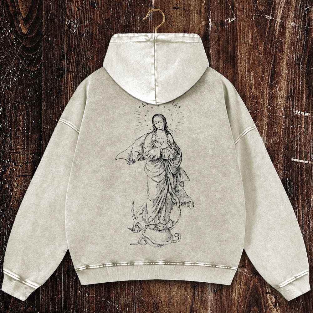 Immaculate Conception Christian Washed Hoodie