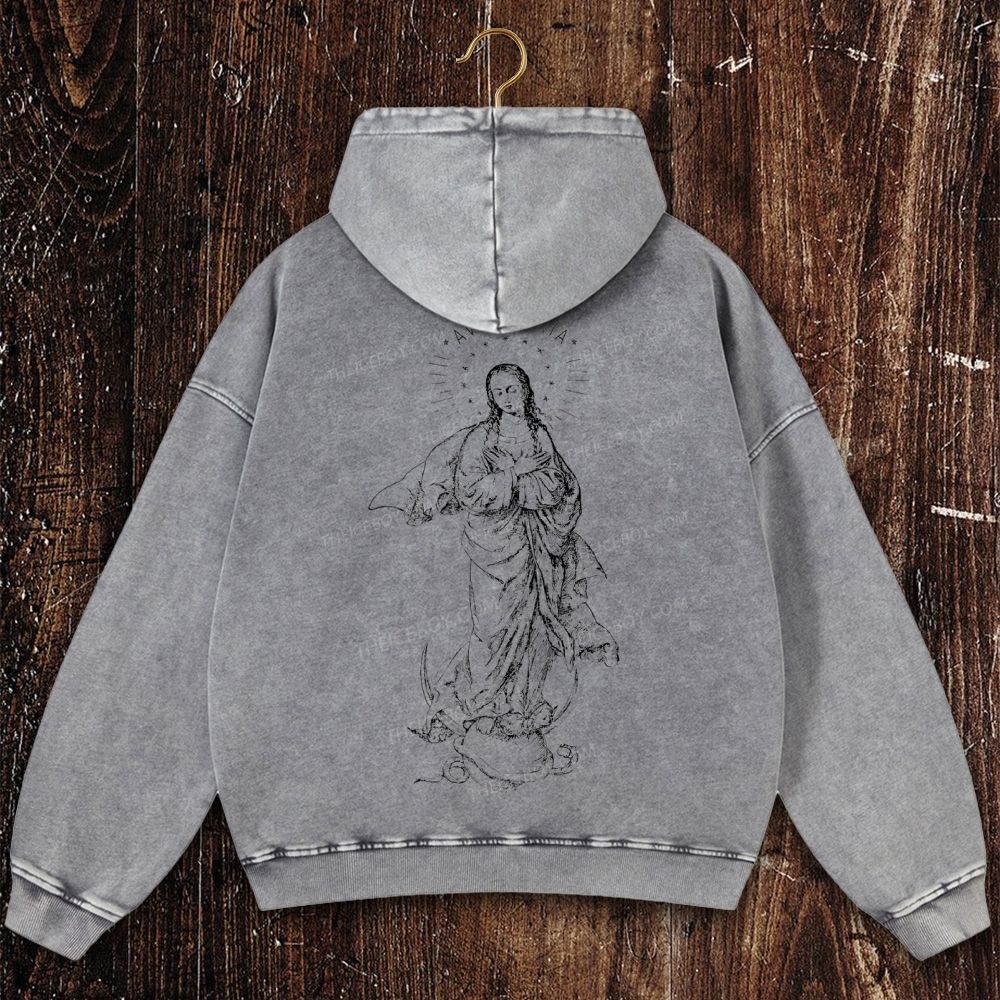 Immaculate Conception Christian Washed Hoodie