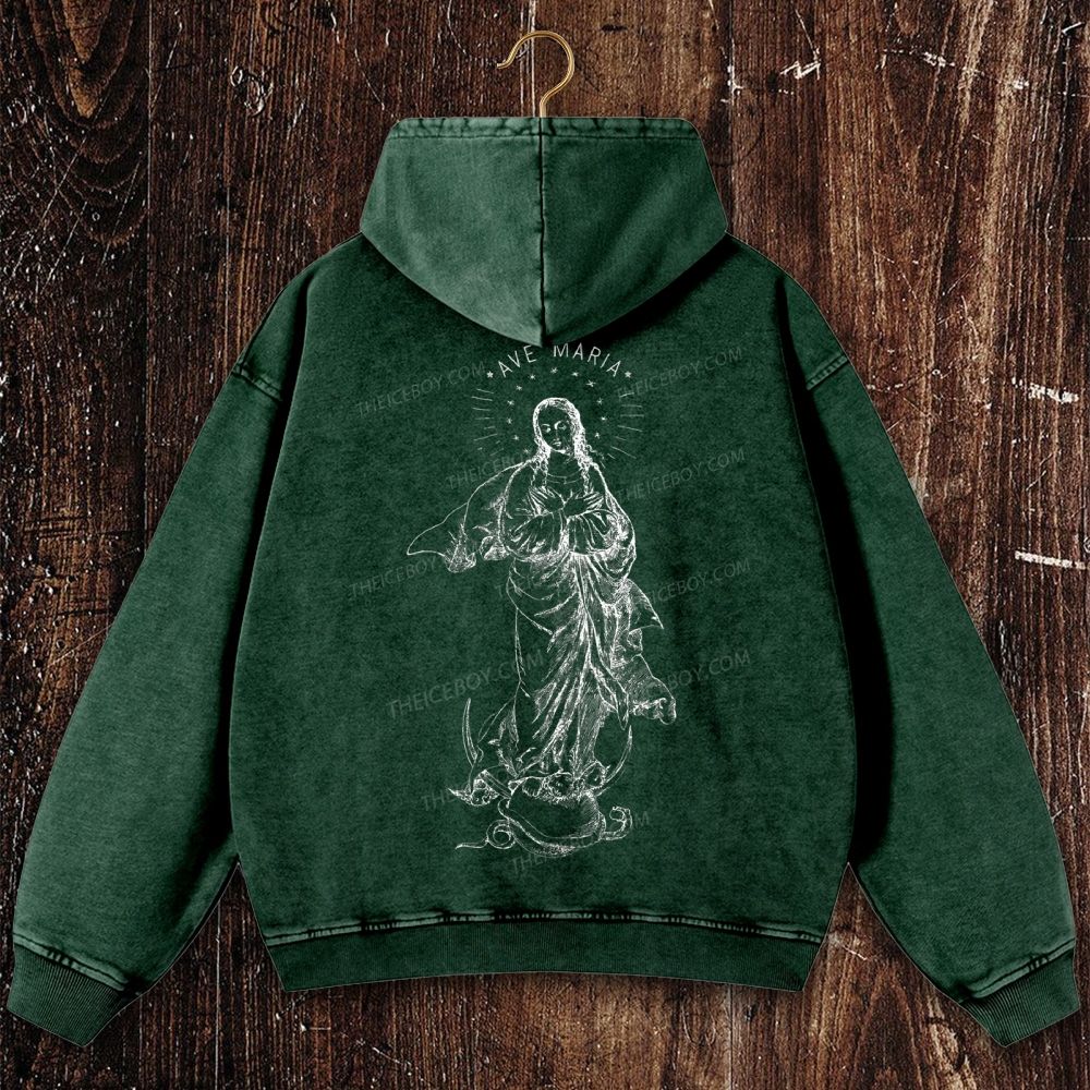Immaculate Conception Christian Washed Hoodie