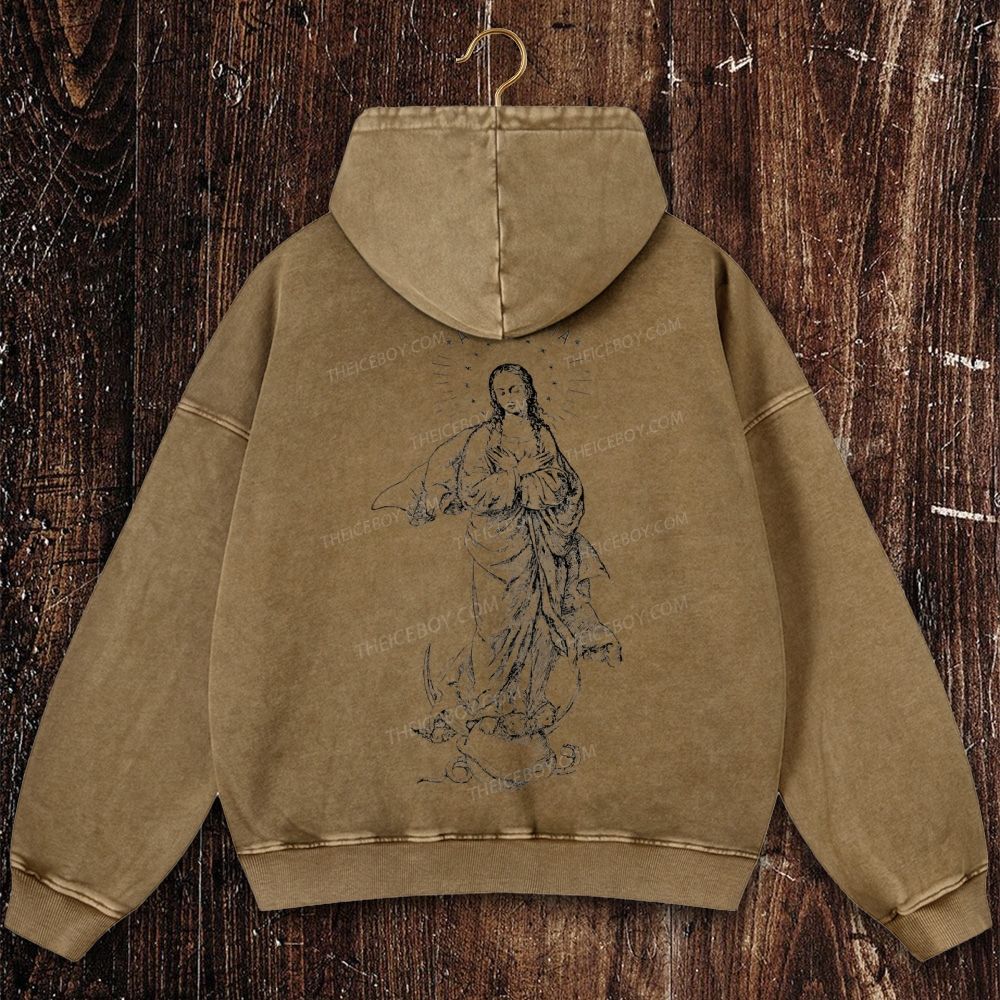 Immaculate Conception Christian Washed Hoodie