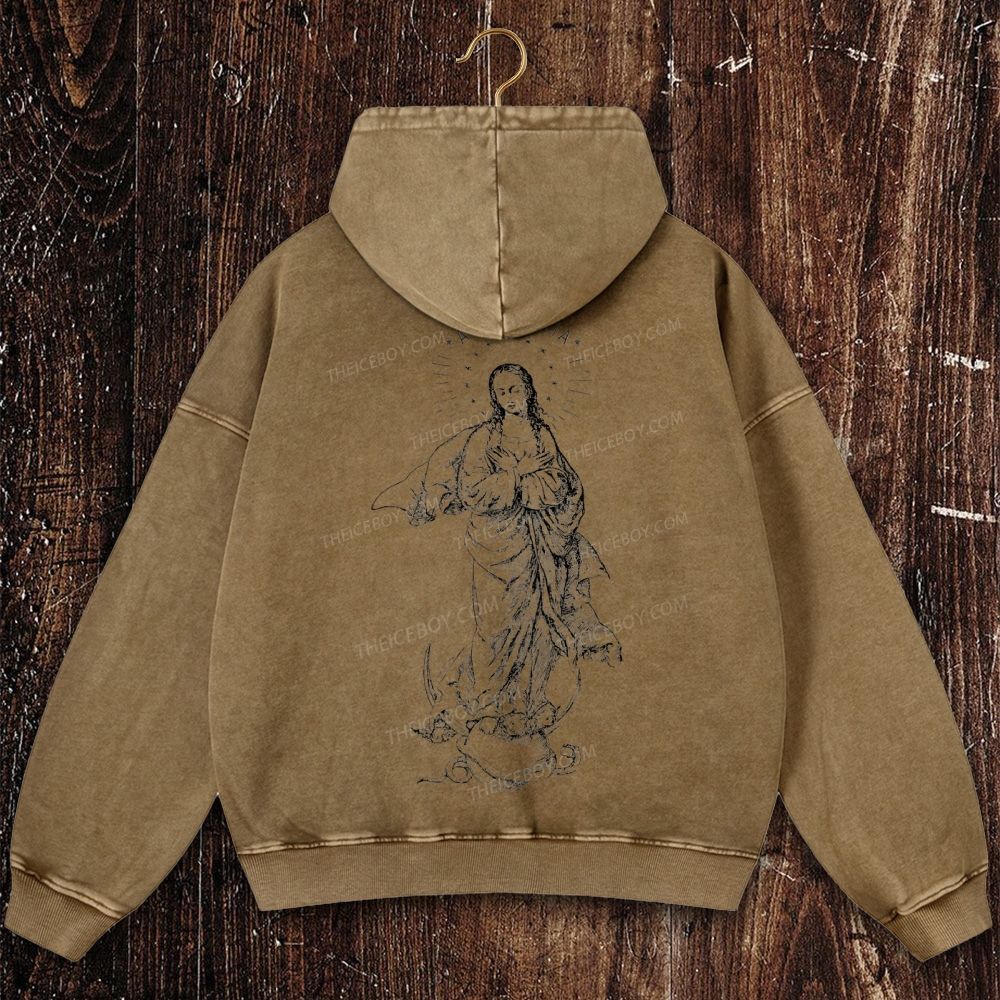 Immaculate Conception Christian Washed Hoodie