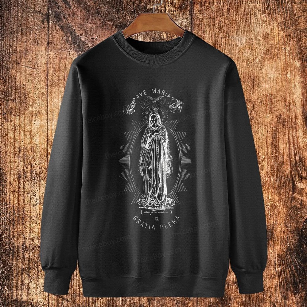 Immaculate Conception Ave Maria Cotton Crewneck Sweatshirt