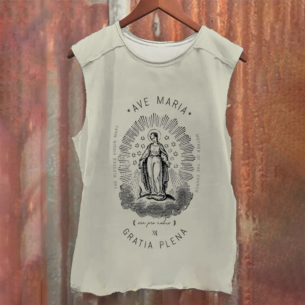 Ave Maria Mother Of The Church Unisex Casual Printed Tank Top