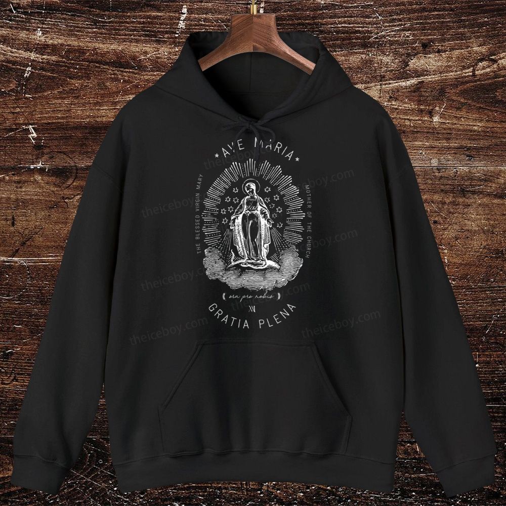 Ave Maria Mother Of The Church Oversized Cotton Hoodies
