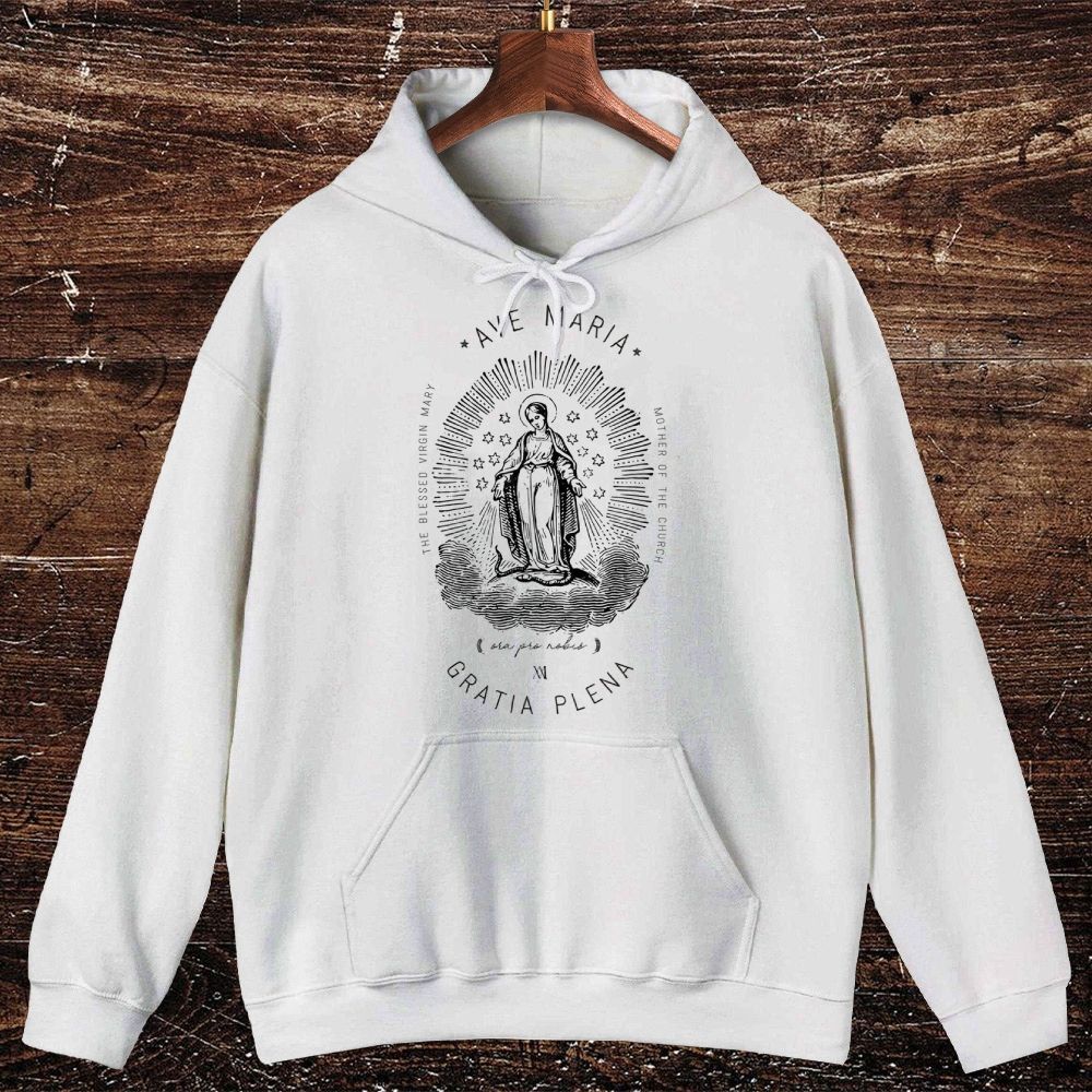 Ave Maria Mother Of The Church Oversized Cotton Hoodies