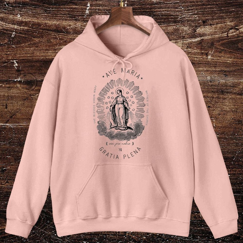 Ave Maria Mother Of The Church Oversized Cotton Hoodies