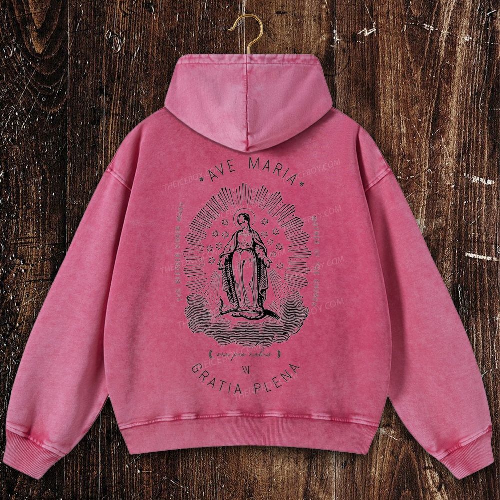 Ave Maria Mothe Of The Church Christian Washed Hoodie