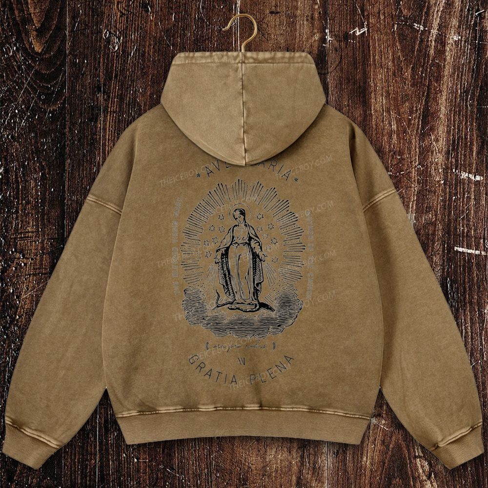 Ave Maria Mothe Of The Church Christian Washed Hoodie