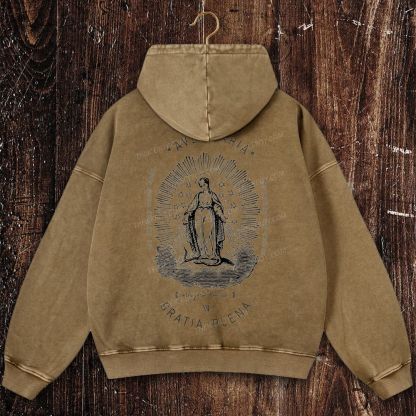Ave Maria Mothe Of The Church Christian Washed Hoodie