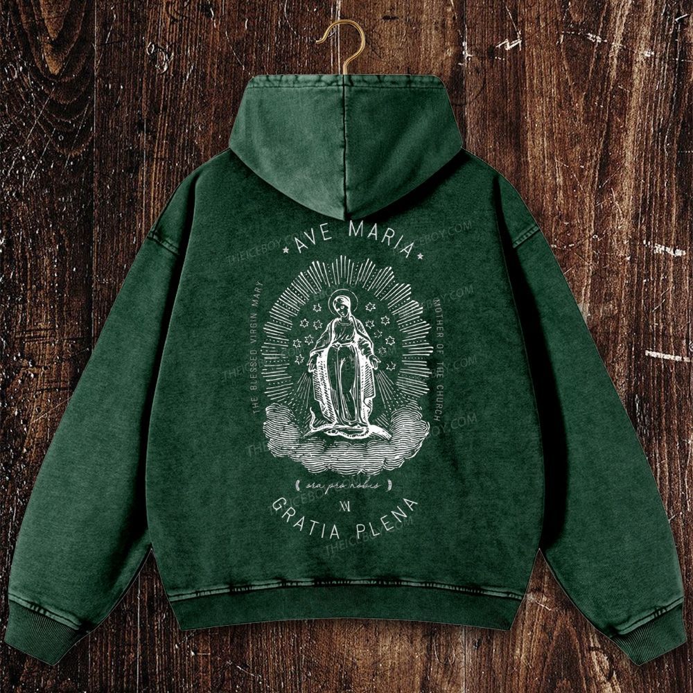 Ave Maria Mothe Of The Church Christian Washed Hoodie