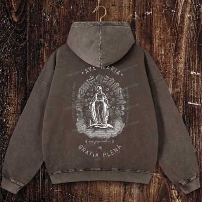 Ave Maria Mothe Of The Church Christian Washed Hoodie