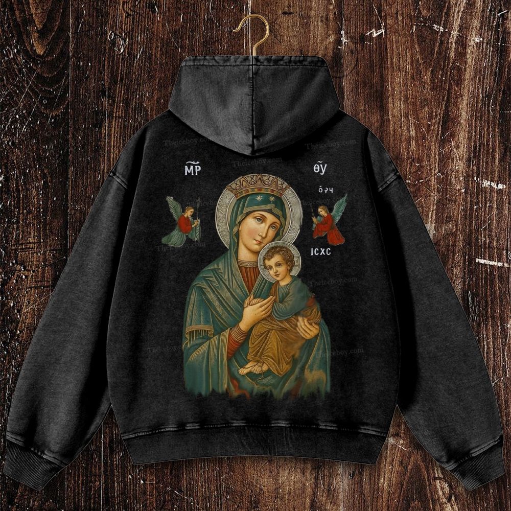 Mother of Divine Redemption Christian Washed Hoodie