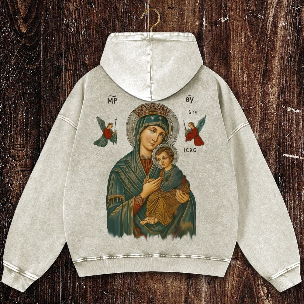 Mother of Divine Redemption Christian Washed Hoodie
