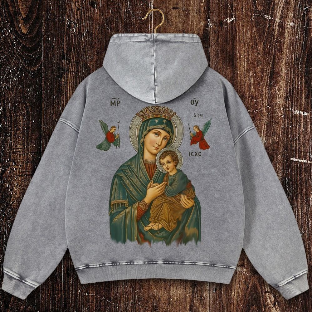 Mother of Divine Redemption Christian Washed Hoodie