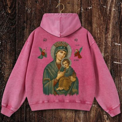 Mother of Divine Redemption Christian Washed Hoodie