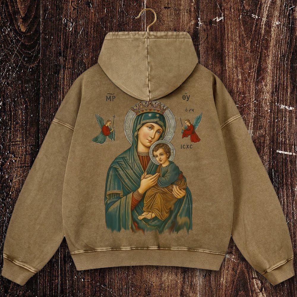 Mother of Divine Redemption Christian Washed Hoodie