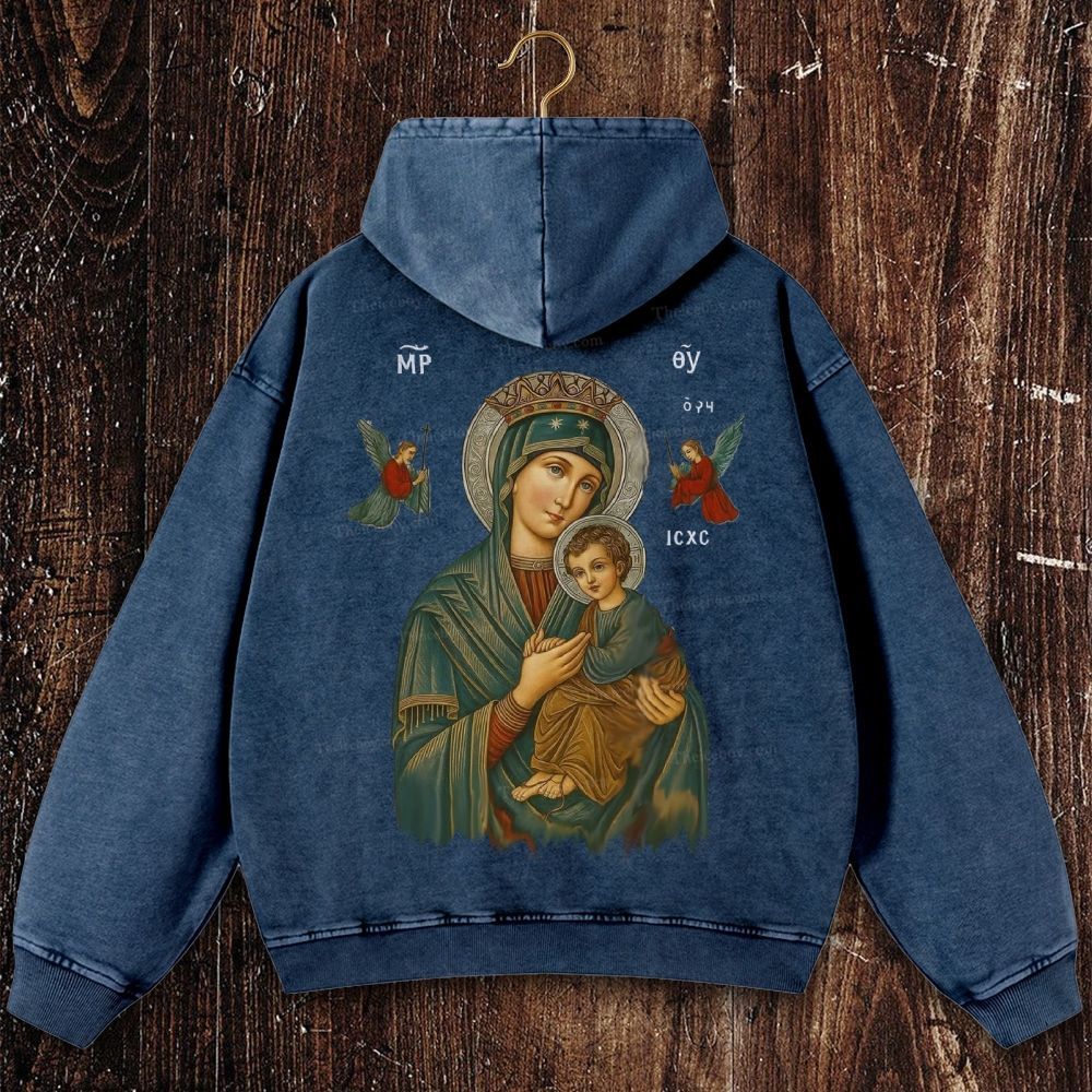 Mother of Divine Redemption Christian Washed Hoodie