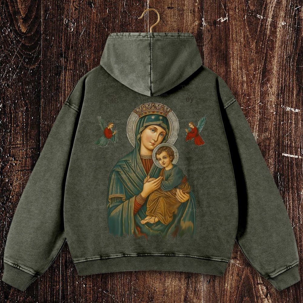 Mother of Divine Redemption Christian Washed Hoodie