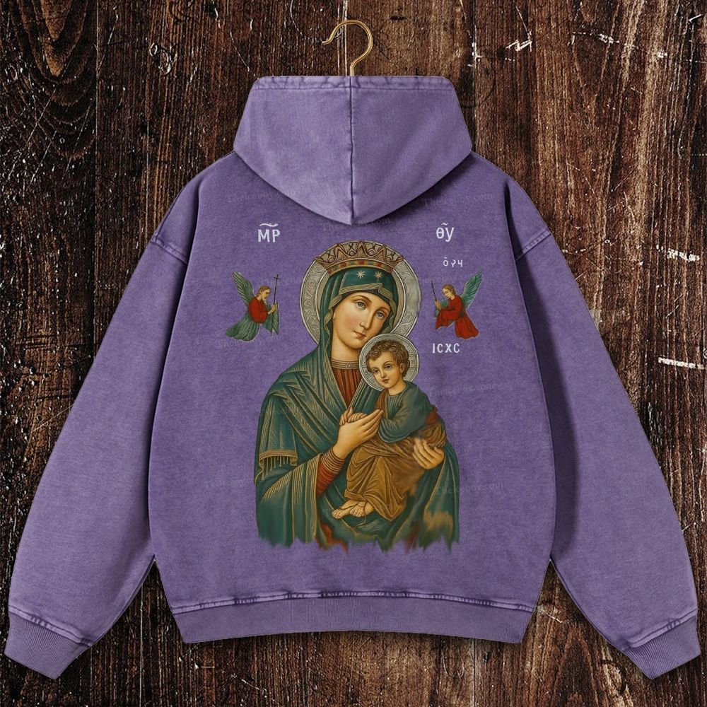 Mother of Divine Redemption Christian Washed Hoodie