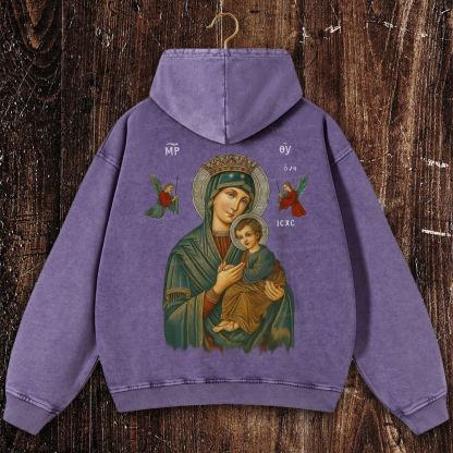 Mother of Divine Redemption Christian Washed Hoodie